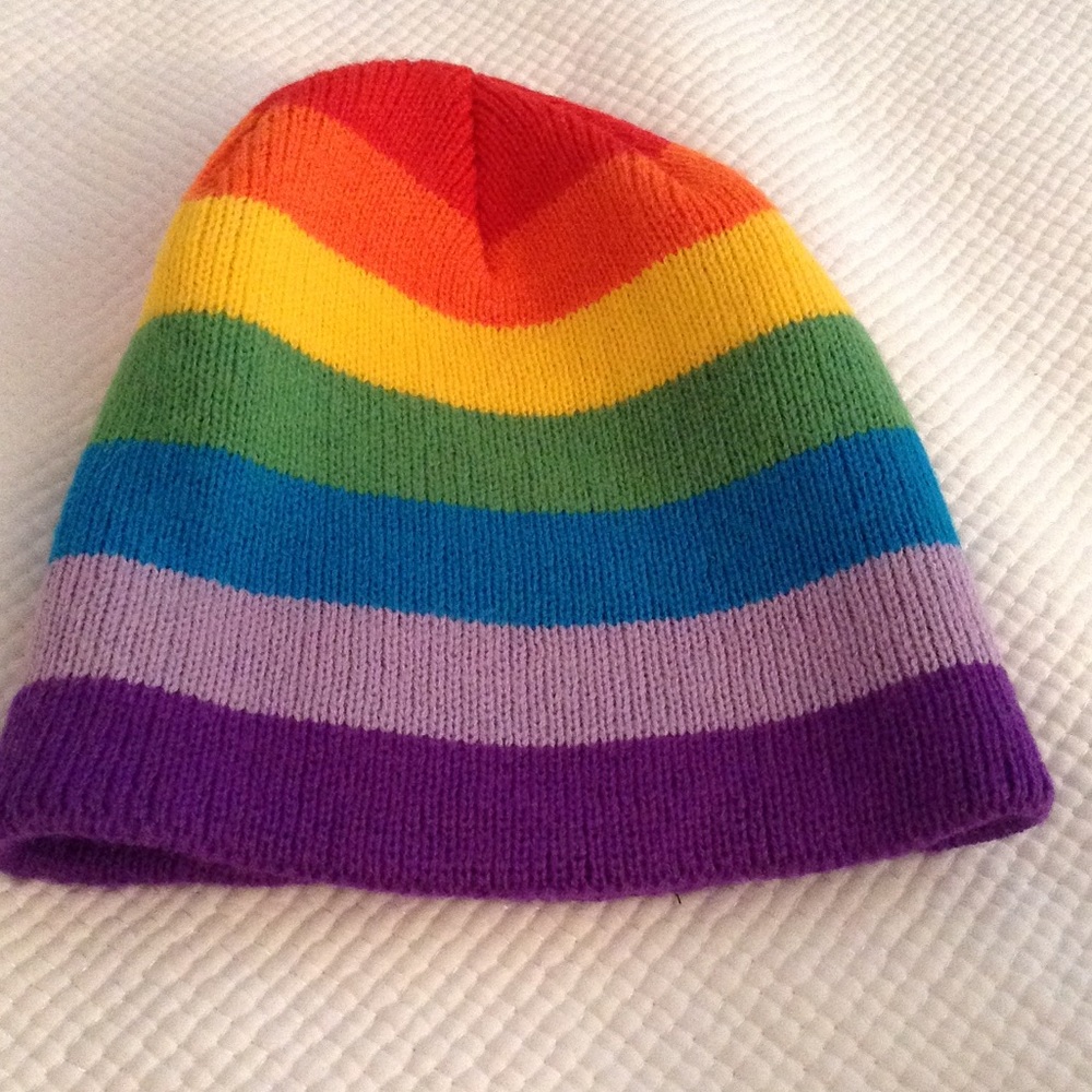 Rainbow knit ski hat
